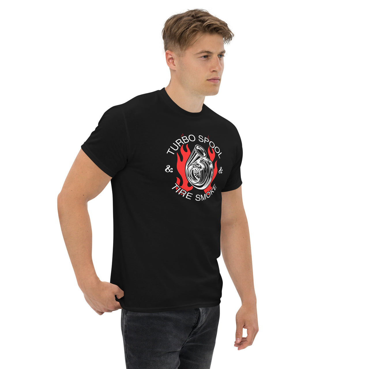 Turbo Spool And Tire Smoke T-Shirt-In-Black-From Aggressive Thread