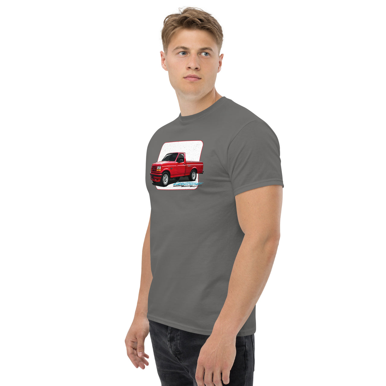 First Gen Ford F-150 Lightning T-Shirt modeled in grey