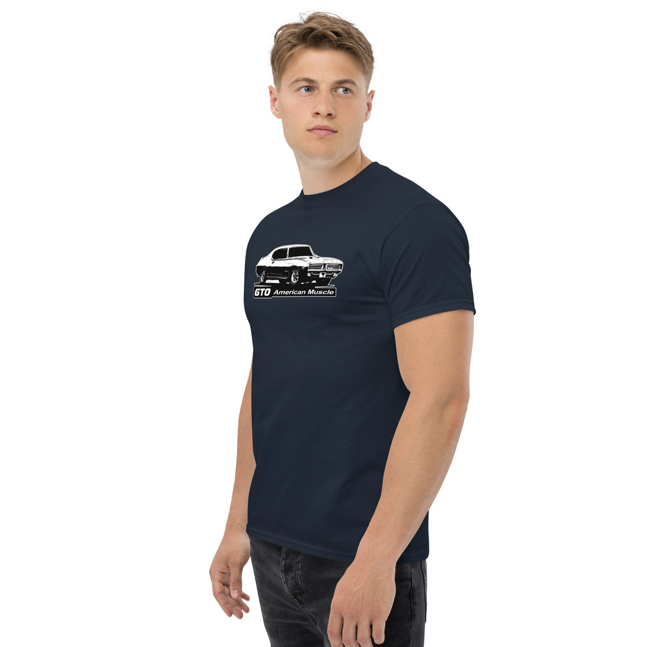 1969 GTO T-Shirt modeled in navy