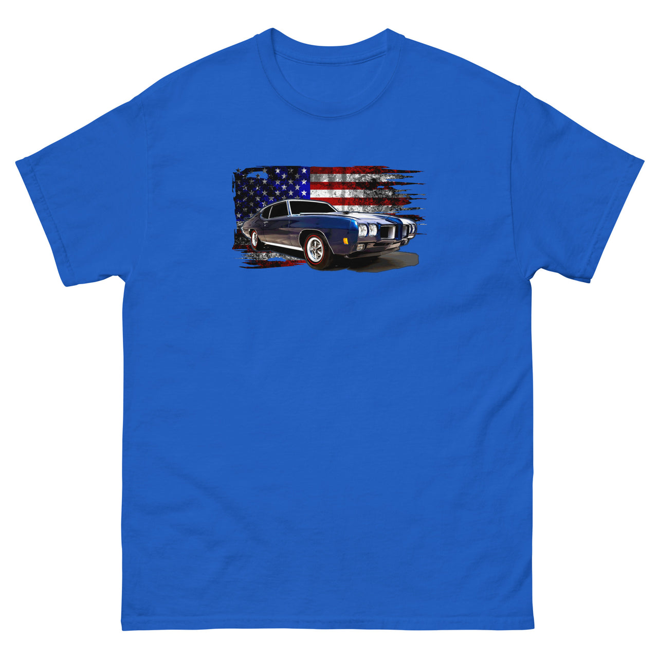 1970 GTO American Flag T-Shirt in royal