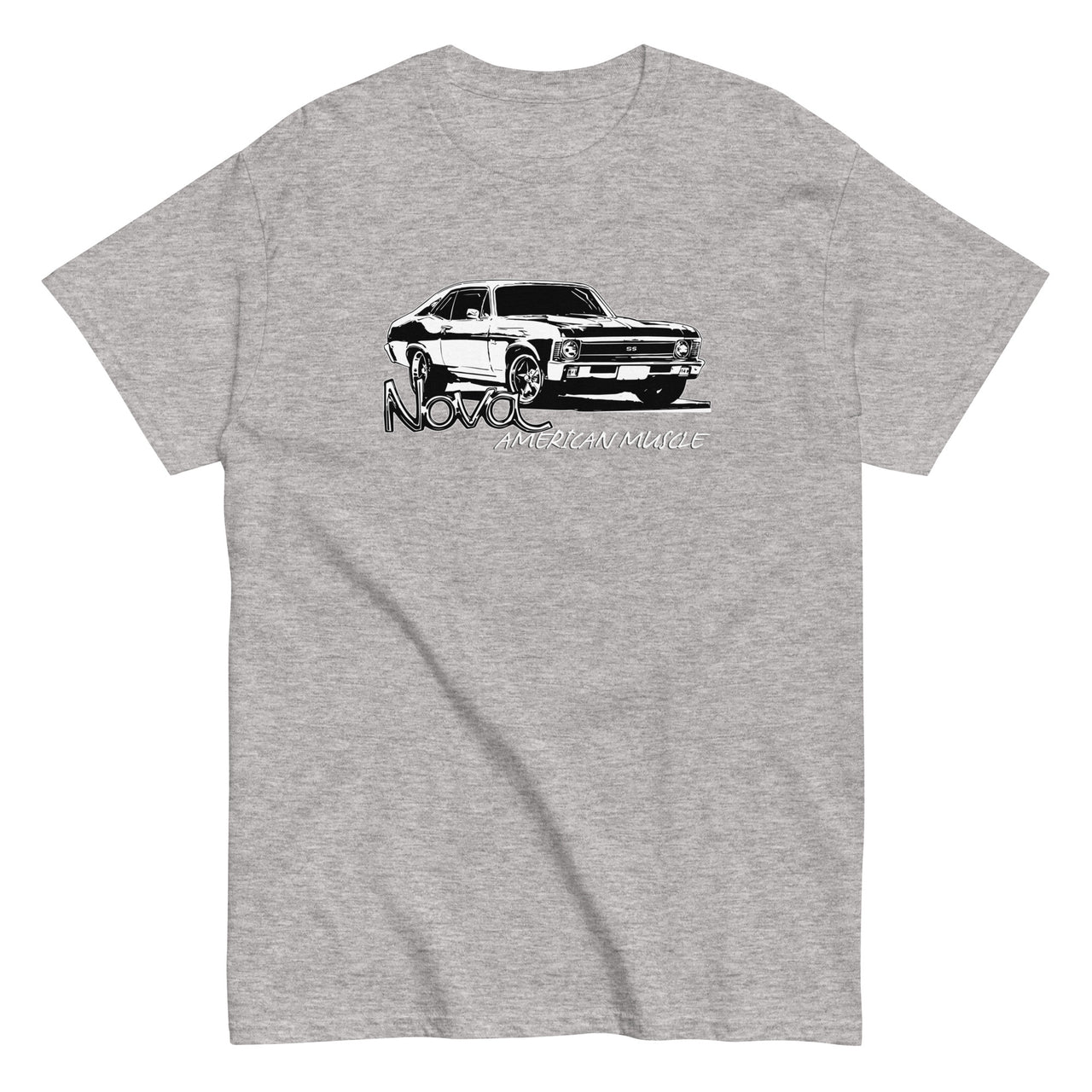 Nova T-Shirt American Muscle Car Tee-In-Sport Grey-From Aggressive Thread