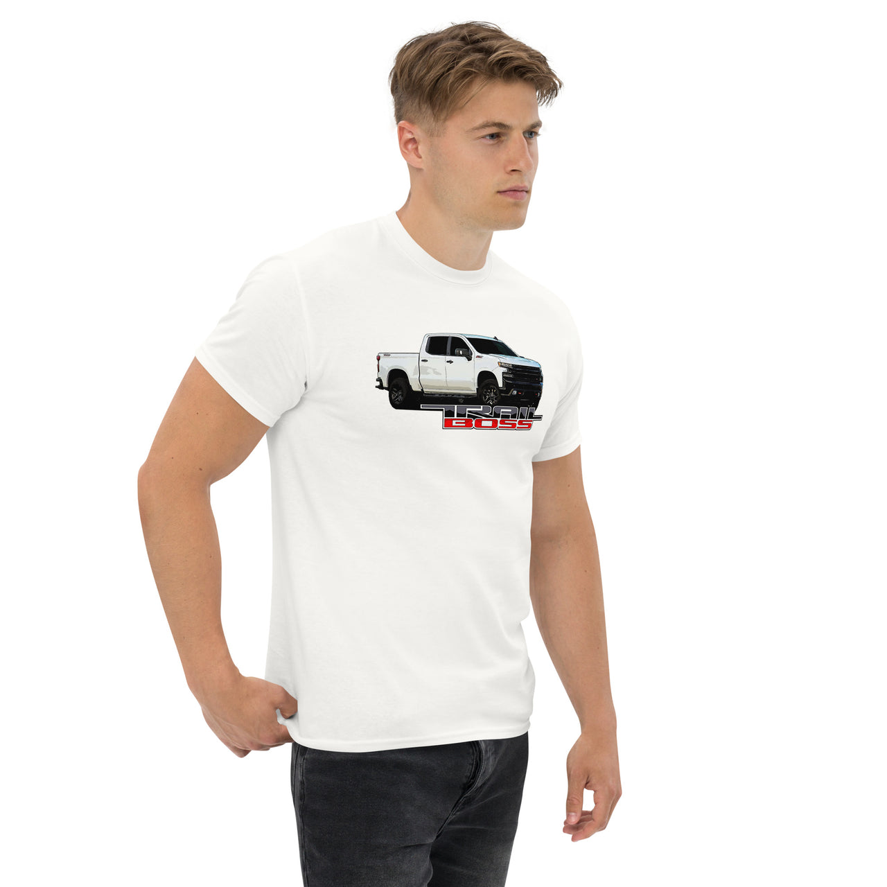 Trail Boss Truck T-Shirt-In-White-From Aggressive Thread