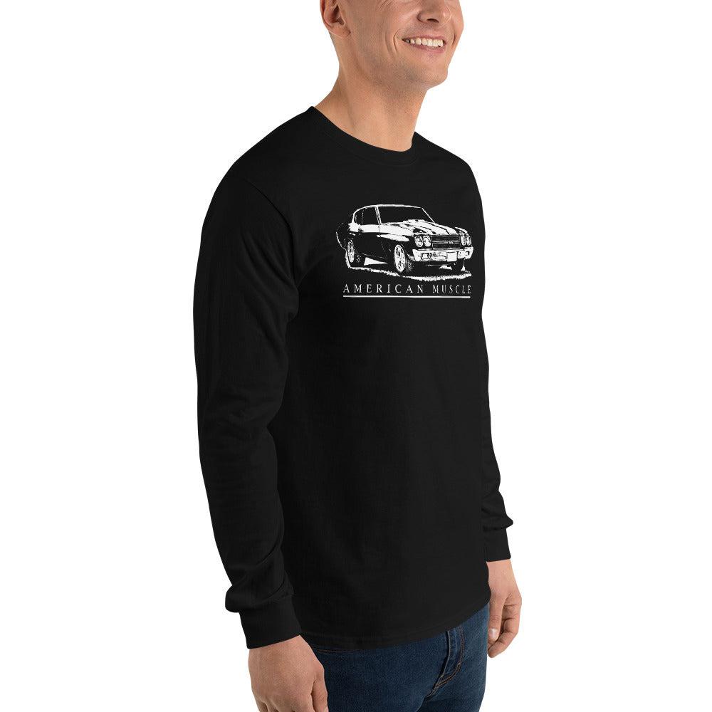 1970 Chevelle SS long sleeve shirt modeled in black