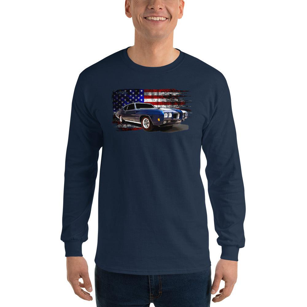 1970 GTO Long Sleeve Shirt modeled in navy