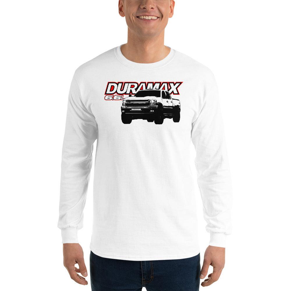 6.6l Duramax Long Sleeve T-Shirt-In-White-From Aggressive Thread