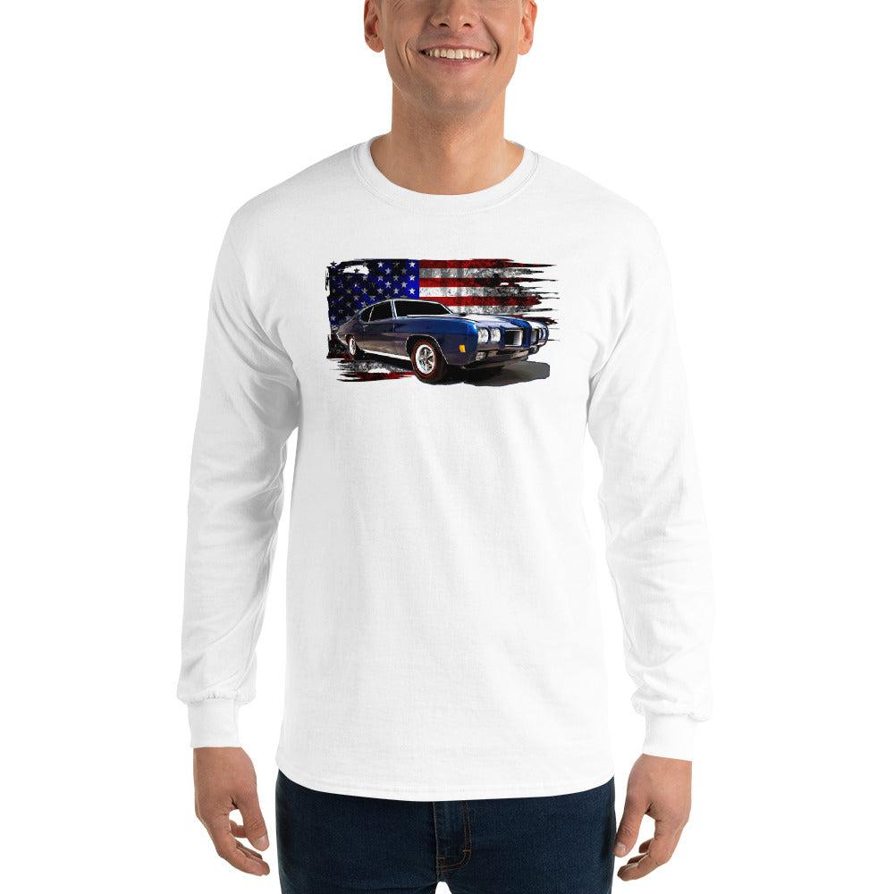 1970 GTO Long Sleeve Shirt modeled in white