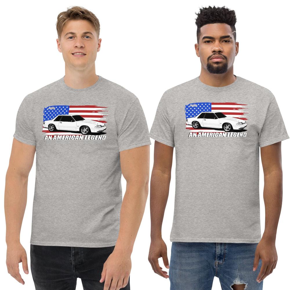 88-93 Notchback Mustang T-Shirt modeled in grey