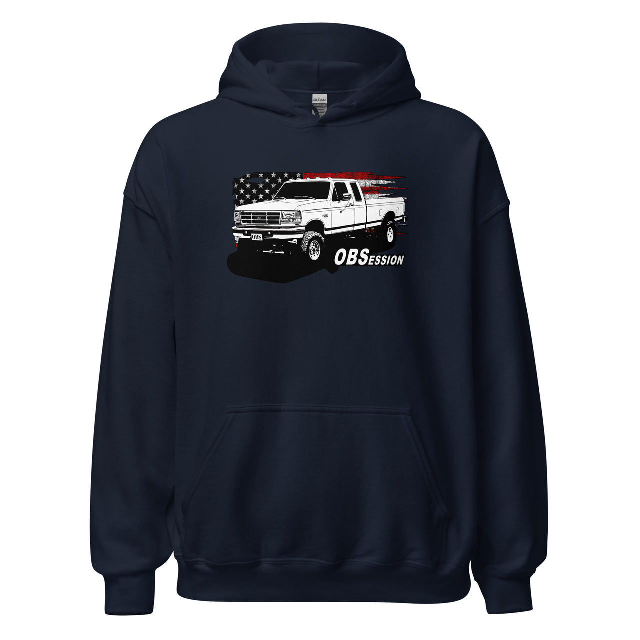 OBS Ext Cab Truck American Flag Sweatshirt Hoodie-In-Navy-From Aggressive Thread