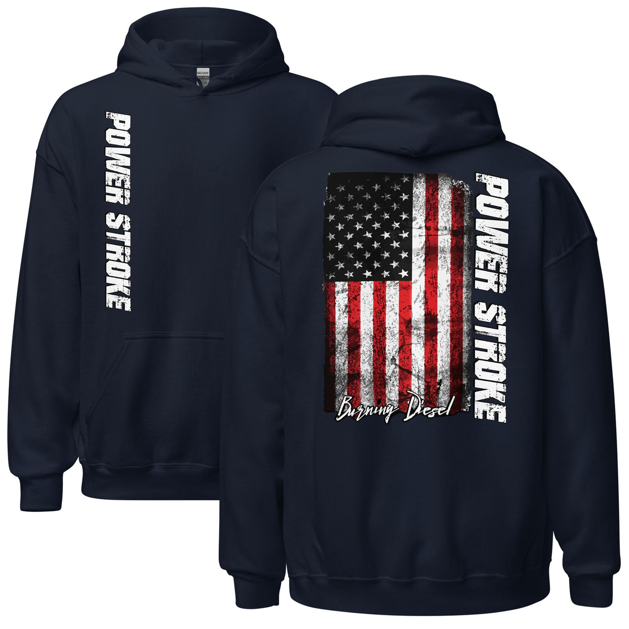 Powerstroke Hoodie with American Flag in navy