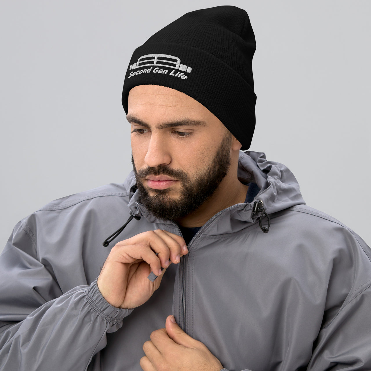 second gen life winter hat modeled in black