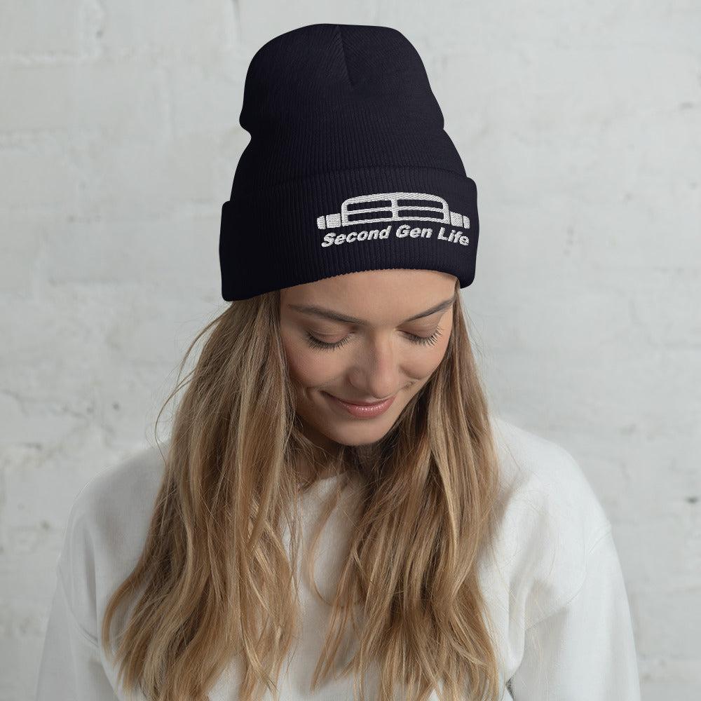 second gen life winter hat modeled in navy