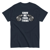 Thumbnail for Show Me Your Twins Funny Turbo T-Shirt in navy