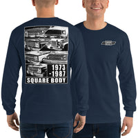 Thumbnail for Square Body 1973-1987 Long Sleeve T-Shirt modeled in navy
