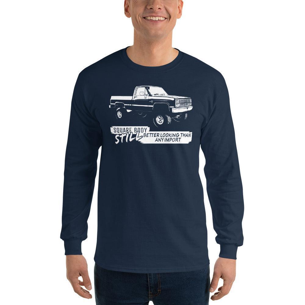 Square Body Life K10 Long Sleeve Shirt modeled in navy