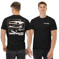 Thumbnail for Square Body Life T-Shirt modeled in black
