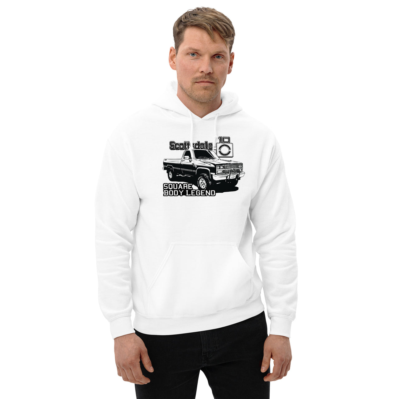 Square Body Scottsdale K10 Hoodie modeled in white