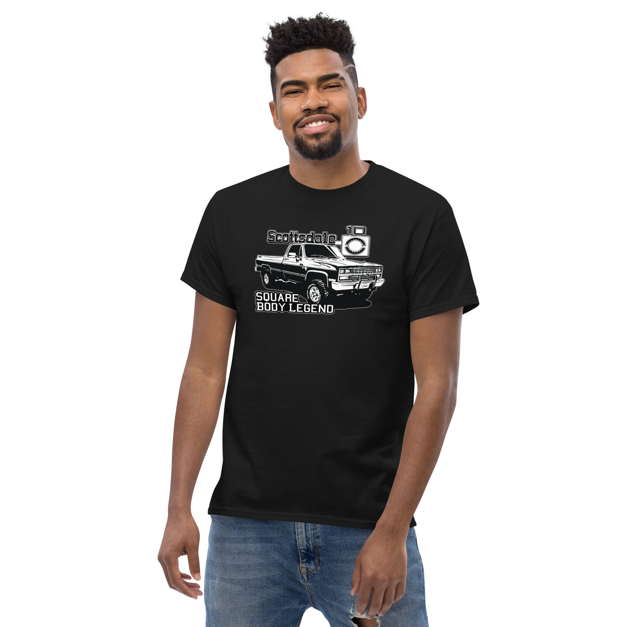 Square Body Scottsdale K10 T-Shirt modeled in black