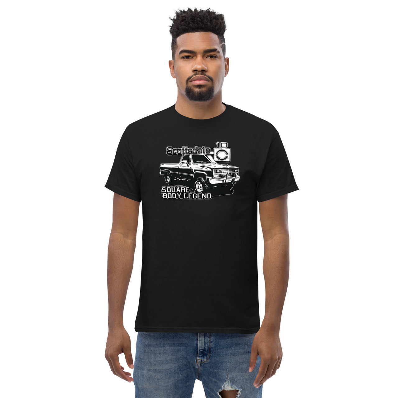 Square Body Scottsdale K10 T-Shirt modeled in black