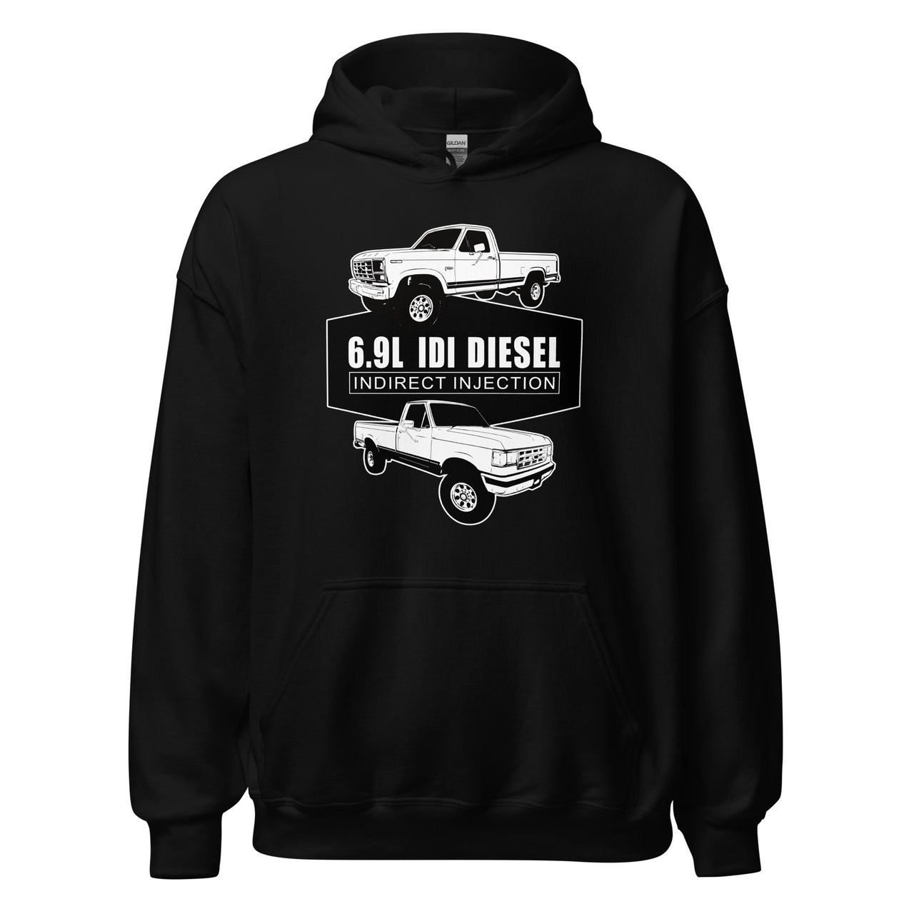 6.9 IDI 80s and 90s F250 Diesel Truck Hoodie in black