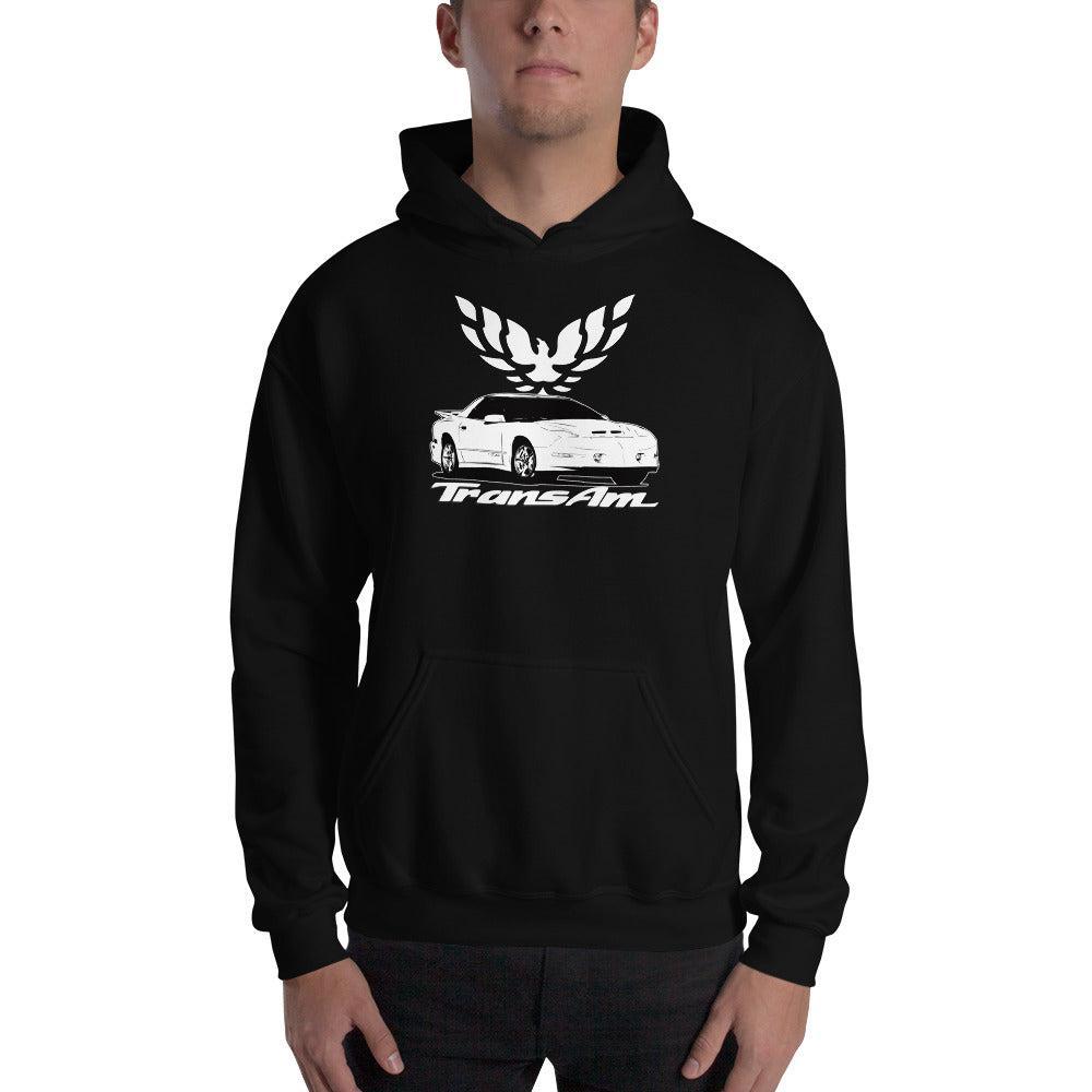 4th Gen 1993-1997 Trans Am Hoodie modeled in black