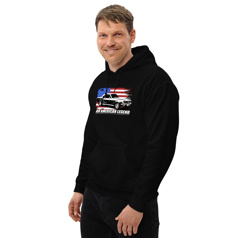67 Fastback Hoodie Sweatshirt modeled in Black