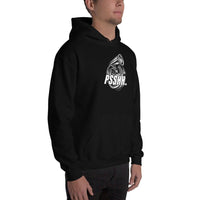 Thumbnail for Funny Car Guy Turbo Hoodie - PSSHH Sweatshirt modeled in black
