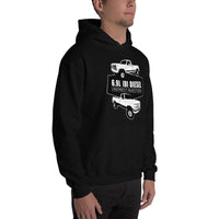 Thumbnail for 6.9 IDI 80s and 90s F250 Diesel Truck Hoodie modeled in black