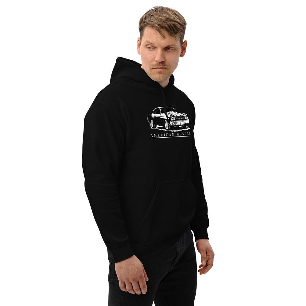 1970 Chevelle SS Hoodie modeled in black