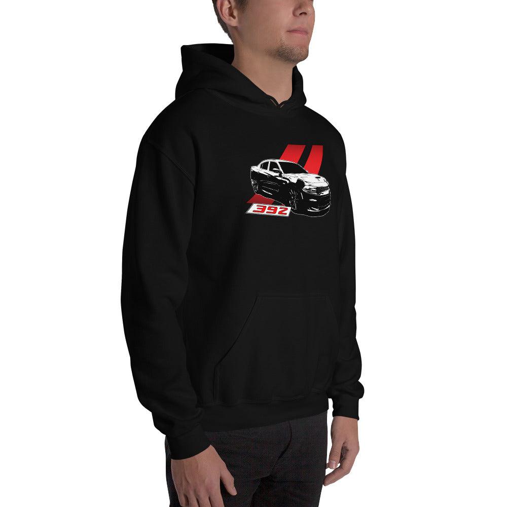 Charger 392 Hoodie modeled in black