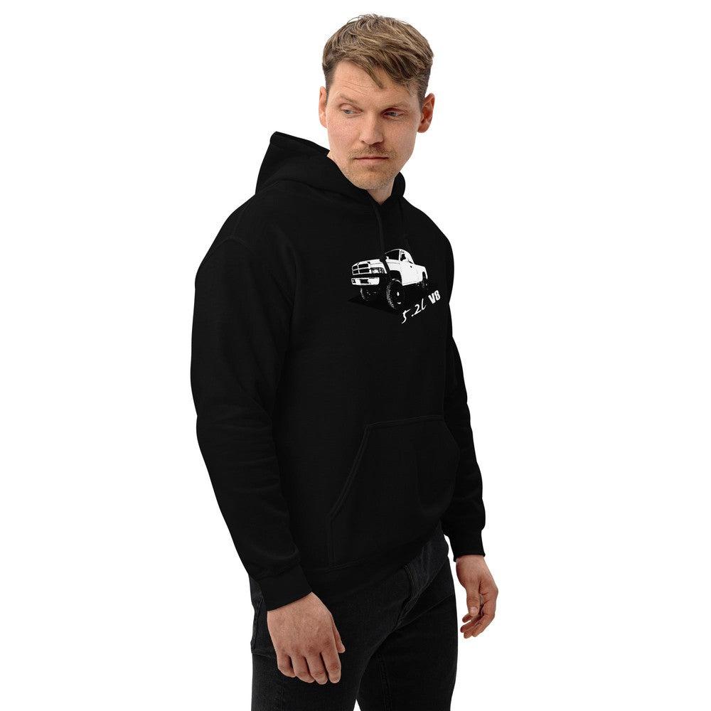 2nd Gen Ram 5.2 Liter V8 Hoodie modeled in Black