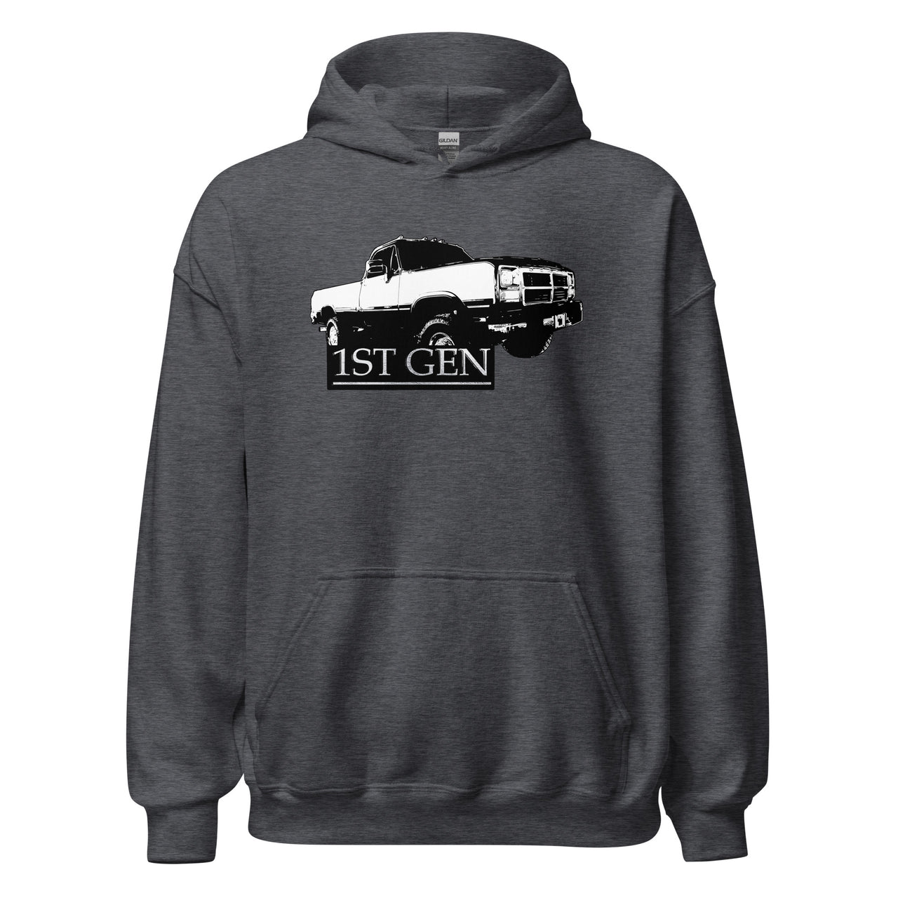 First Gen two-tone 4x4 Truck Hoodie Sweatshirt-In-Dark Heather-From Aggressive Thread