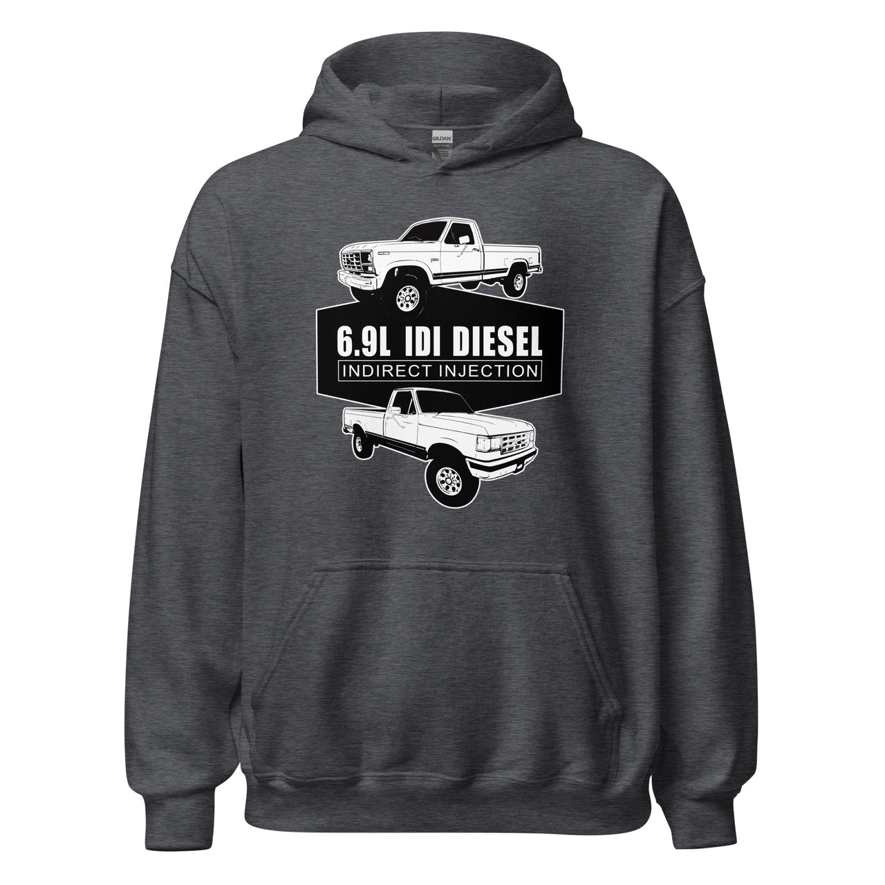6.9 IDI 80s and 90s F250 Diesel Truck Hoodie in grey