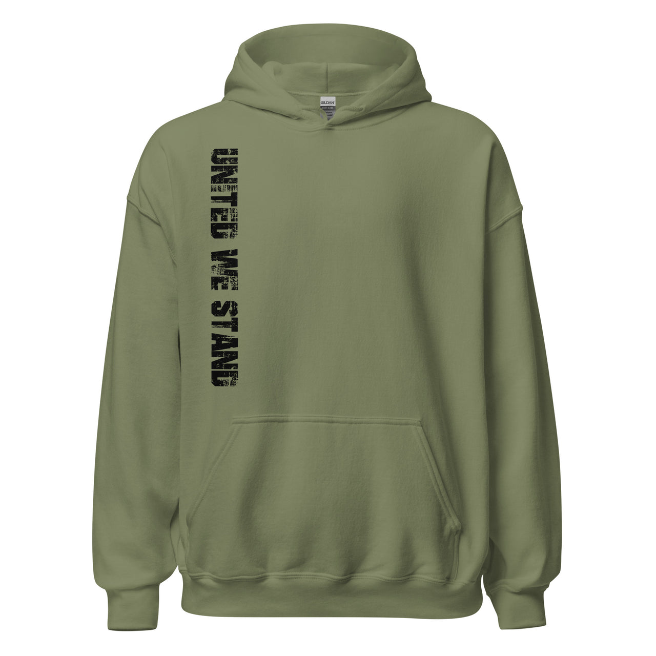 United We Stand Full Color American Flag Hoodie Sweatshirt in green front