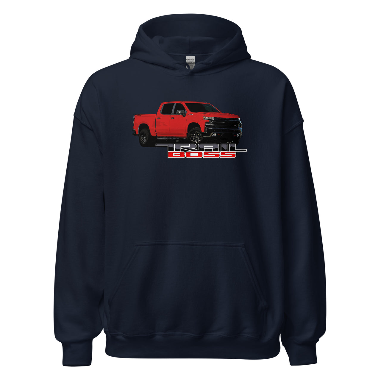 Red Trail Boss Truck Hoodie in navy