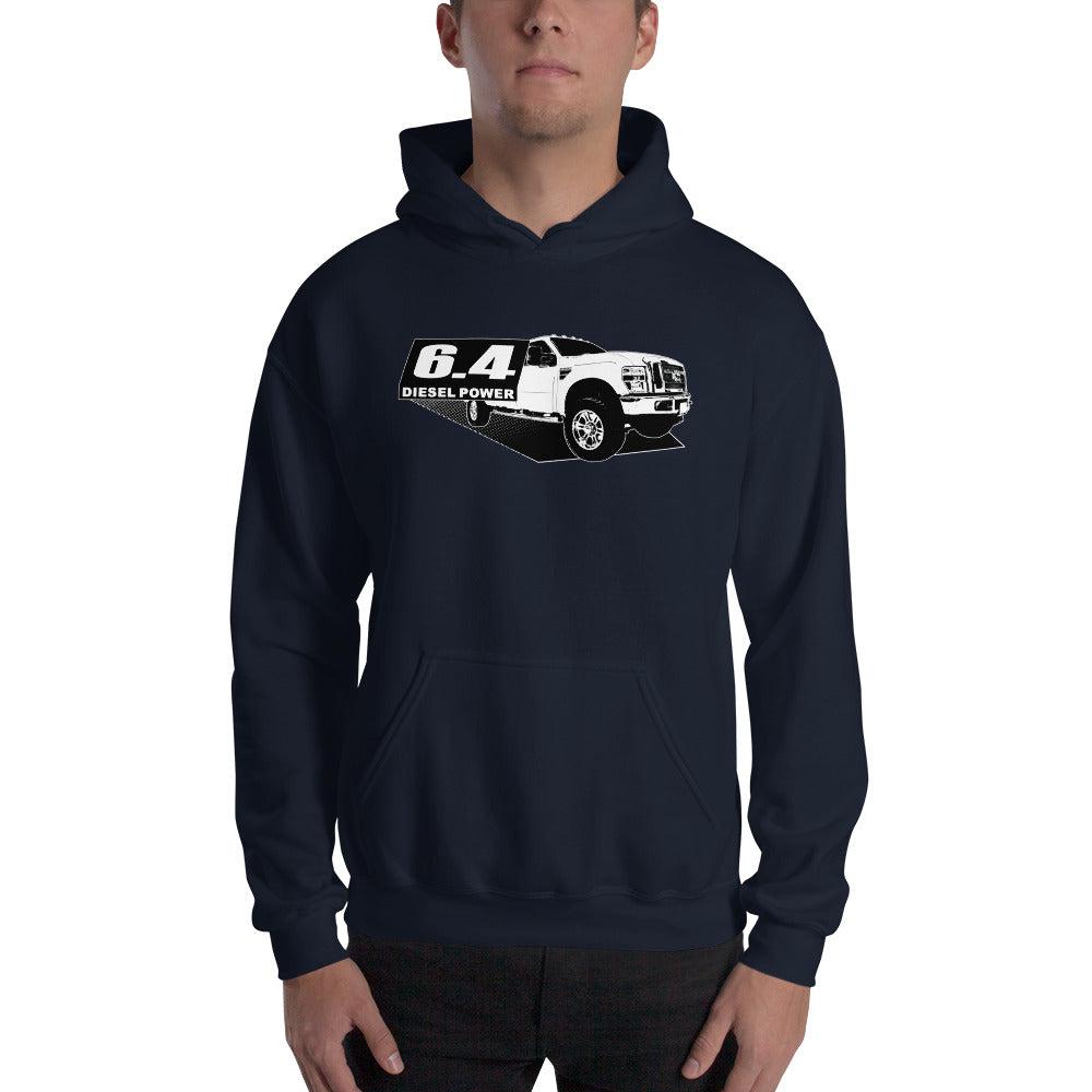 6.4 Powerstroke Hoodie modeled in navy