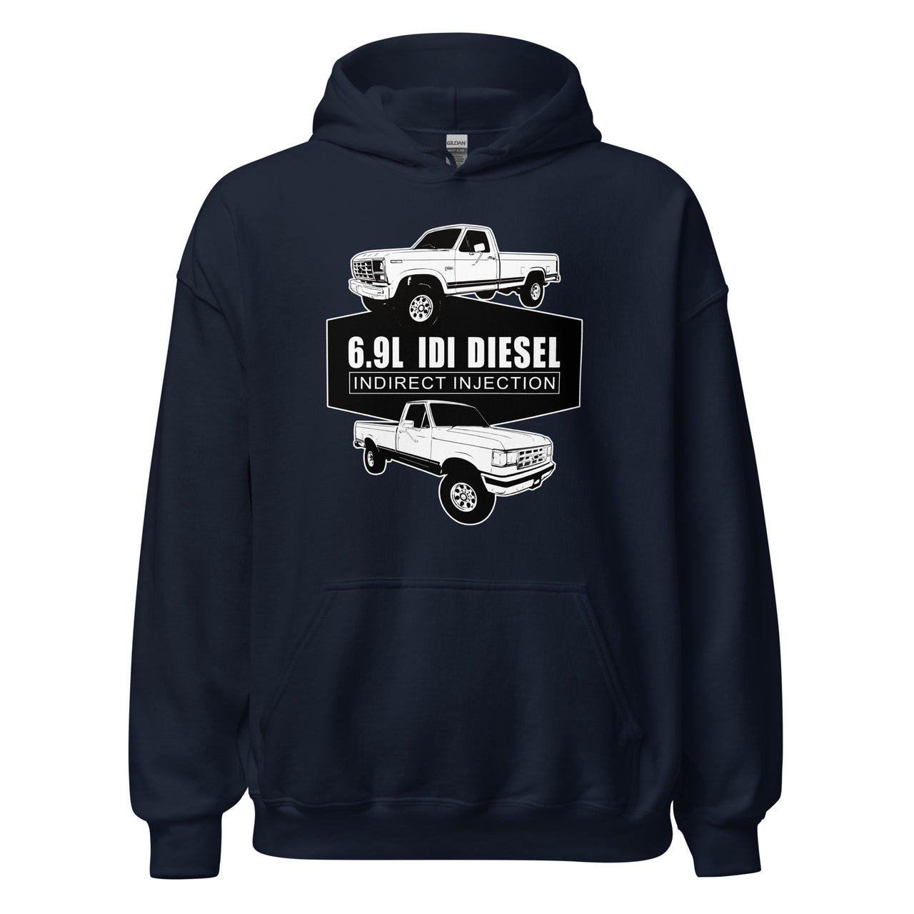 6.9 IDI 80s and 90s F250 Diesel Truck Hoodie in navy