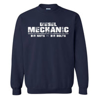 Thumbnail for Diesel Mechanic - Big Nuts = Big Bolts Crew Neck Sweatshirt in navy