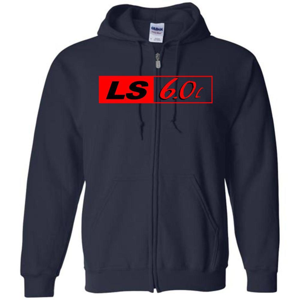 LS GM 6.0 Motor ZIP-UP Hoodie Sweatshirt - Aggressive Thread Diesel Truck T-Shirts