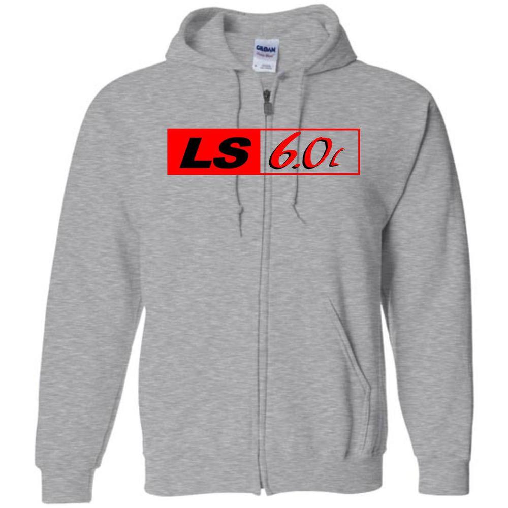 LS GM 6.0 Motor ZIP-UP Hoodie Sweatshirt - Aggressive Thread Diesel Truck T-Shirts