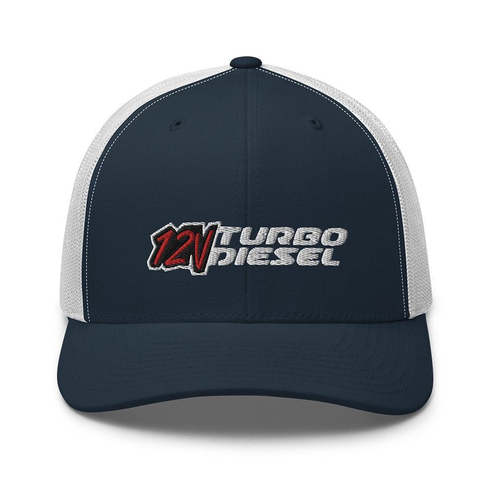 12 Valve Trucker Hat in navy and white
