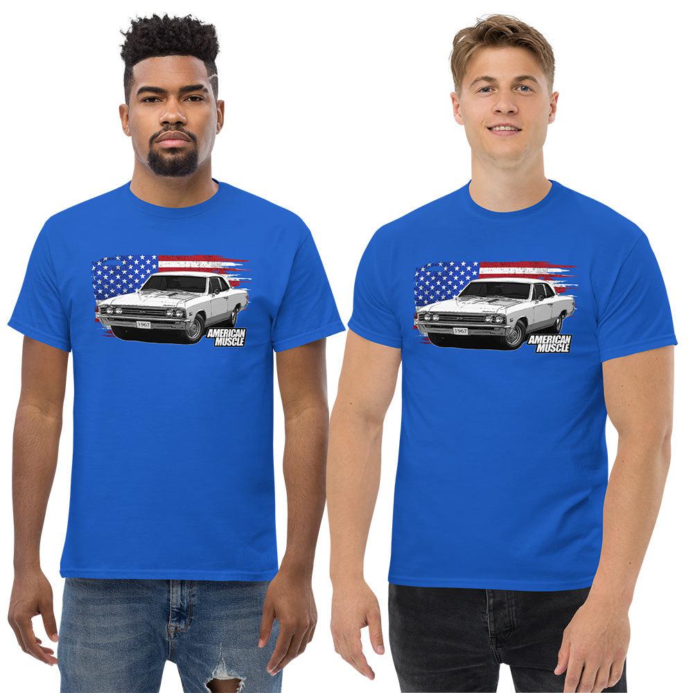 men modeling 1967 Chevelle T-shirt - royal