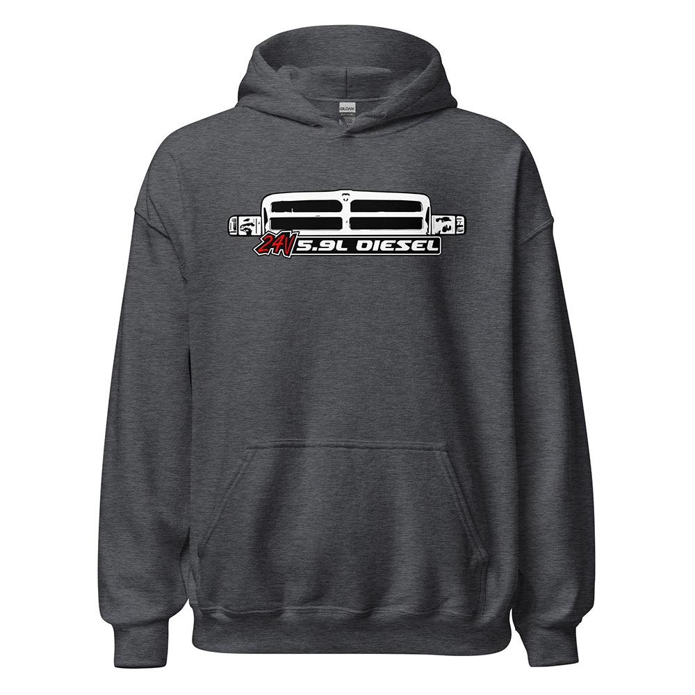 24v 5.9 Diesel 2nd Gen Ram Grille Hoodie in dark heather