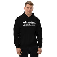 Thumbnail for man posing in 1969 GTO Hoodie From Aggressive Thread Muscle Car Apparel - color black