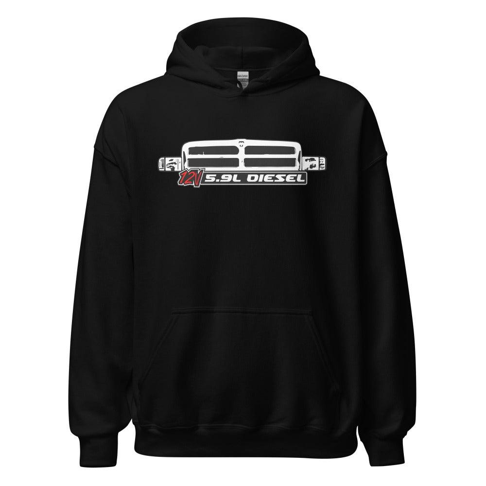 12v Cummins Second Gen Diesel Truck Hoodie From Aggressive Thread - color black