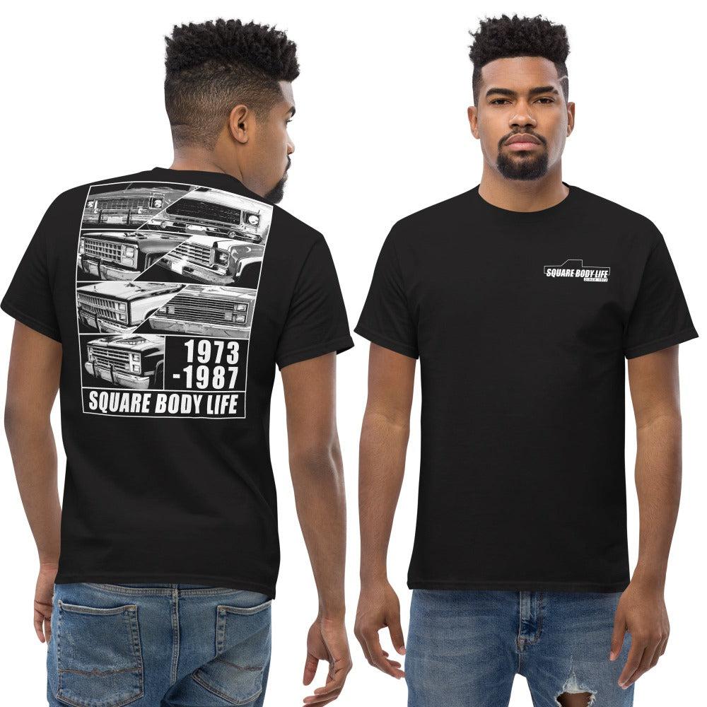 Square Body T-Shirt modeled in black