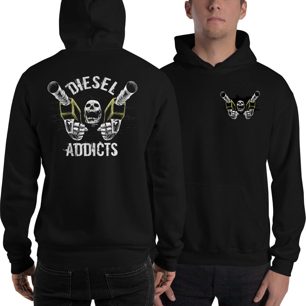 Man Posing in Diesel Addicts Hoodie From Aggressive Thread - Black