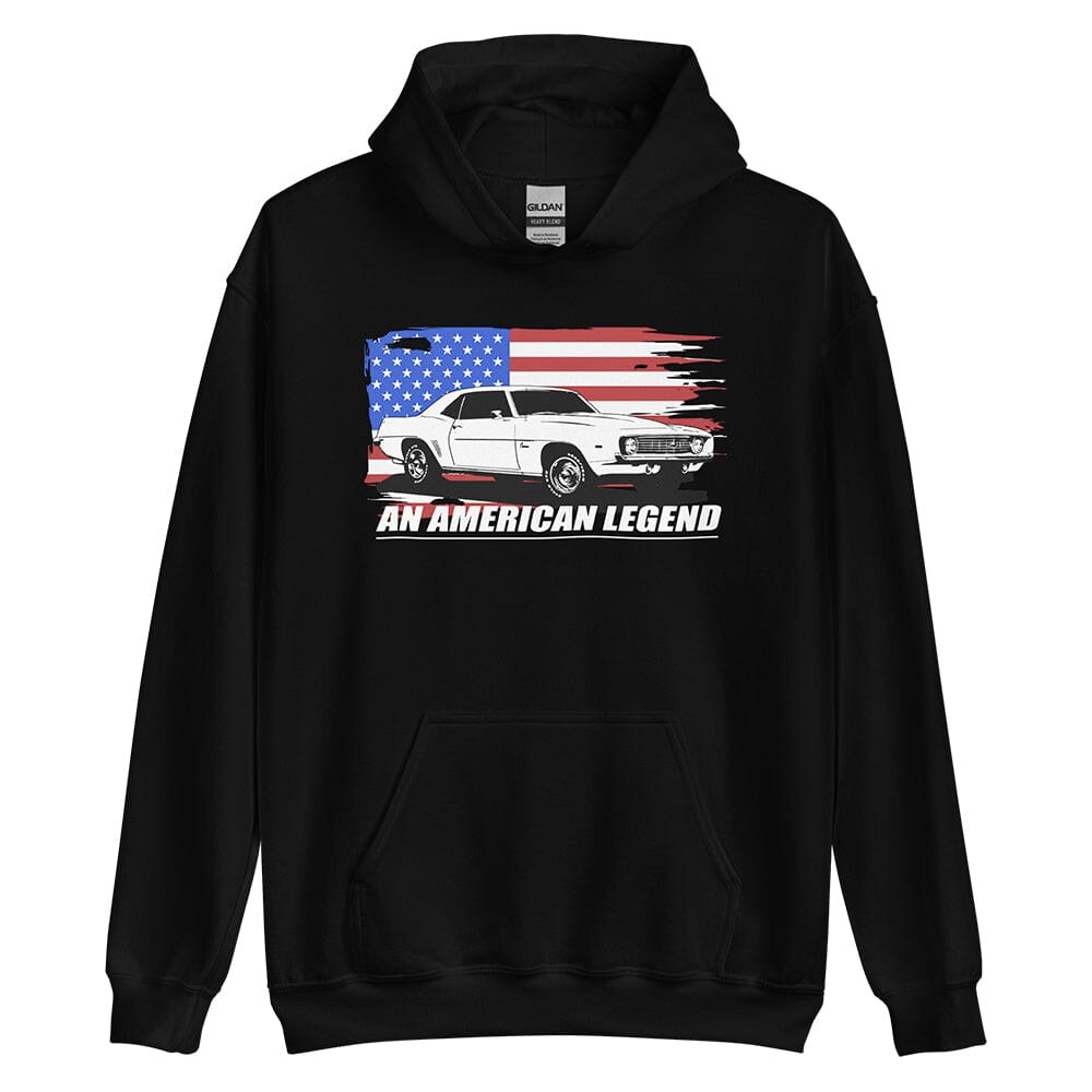 1969 Chevrolet Camaro Hoodie  From Aggressive Thread Muscle Car Apparel - color black