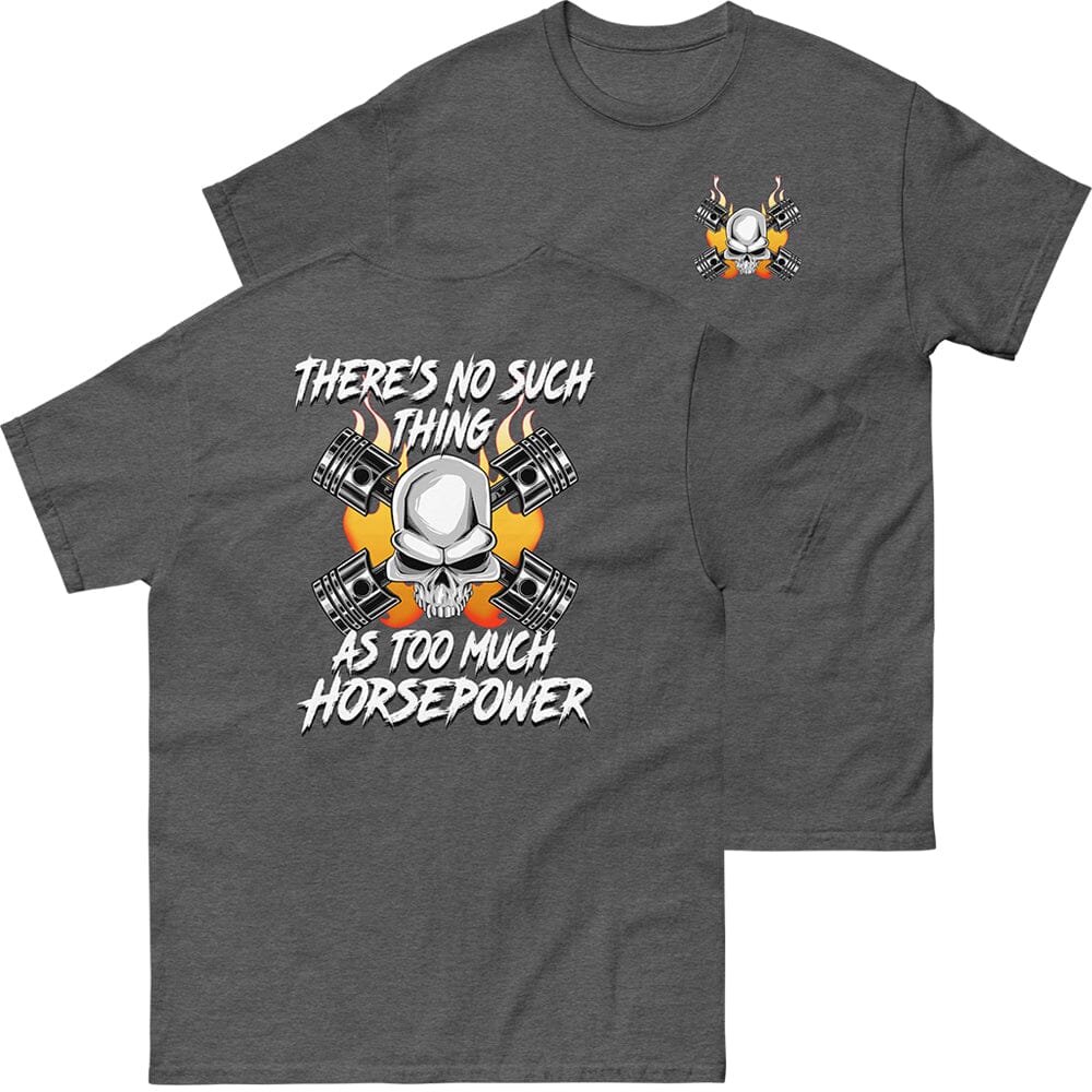 Gearhead / Car Guys T-Shirt From Aggressive Thread - Front and back view in Grey