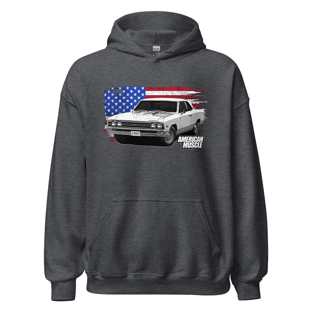 1967 Chevelle Hoodie With American Flag From Aggressive Thread. Color Grey