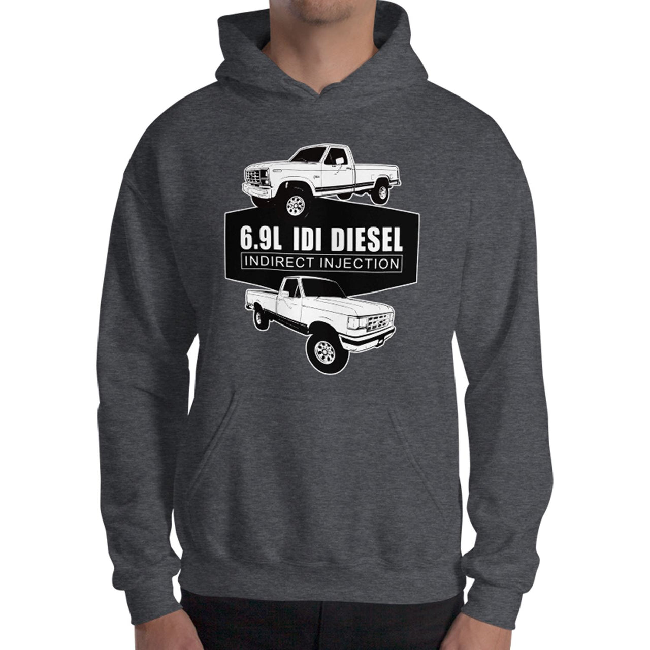 6.9 IDI 80s and 90s F250 Diesel Truck Hoodie in grey